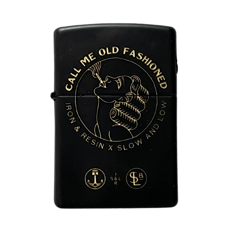 Iron & Resin x Slow & Low "Call Me Old Fashioned" Zippo Matte Black